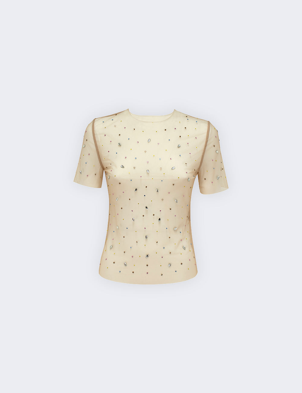 Jijil T-shirt trasparente con strass Moda