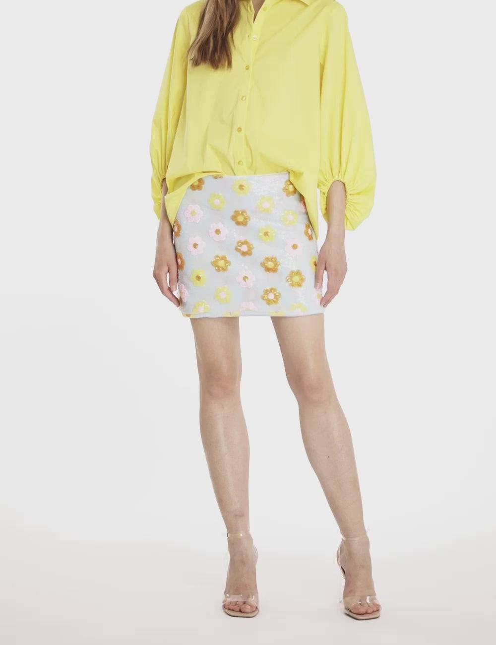 Jijil Gonna con paillettes e fiori Promozione Limitata