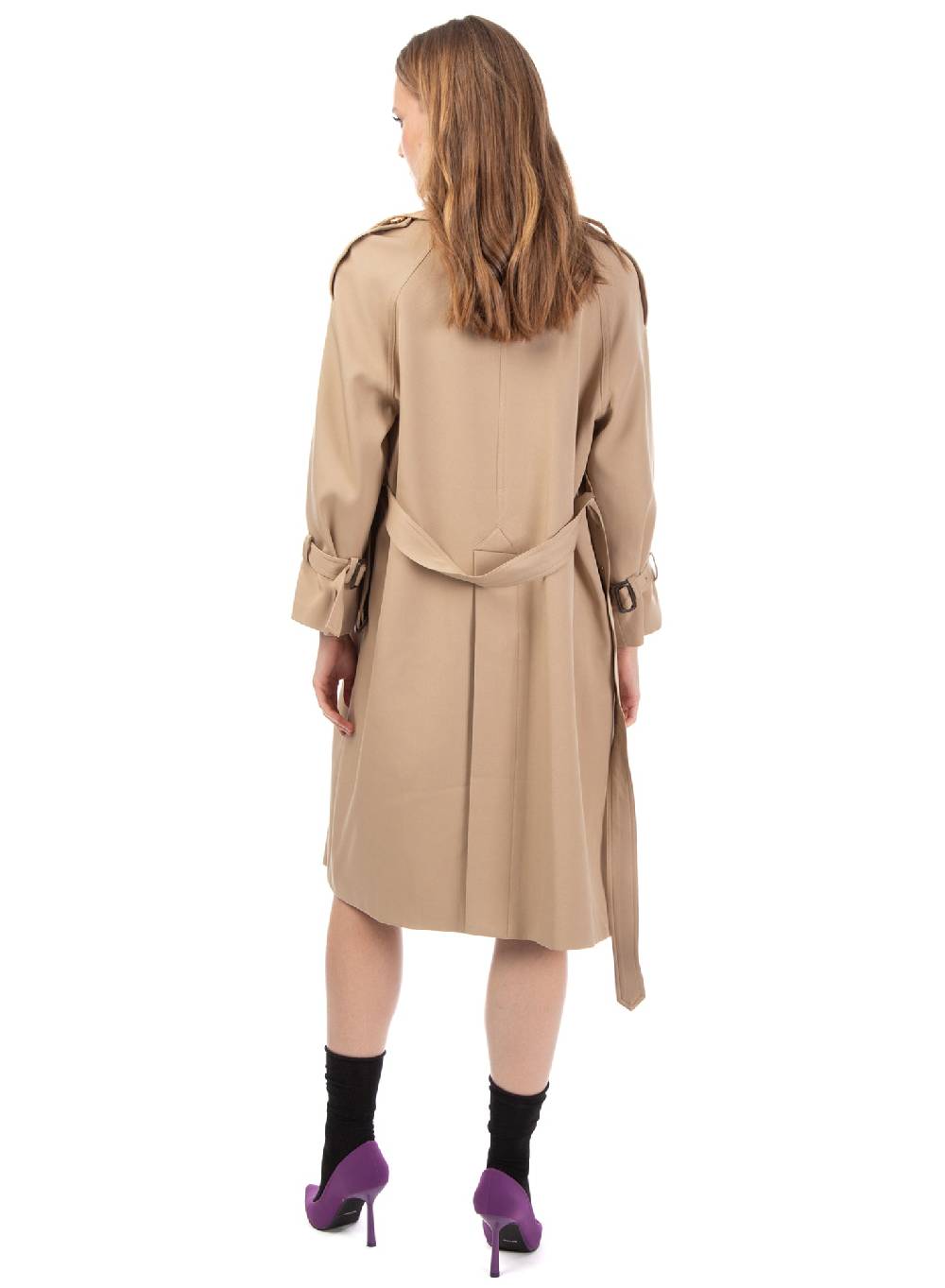 ﻿Le Volière Trench beige con frange in suede Sconto