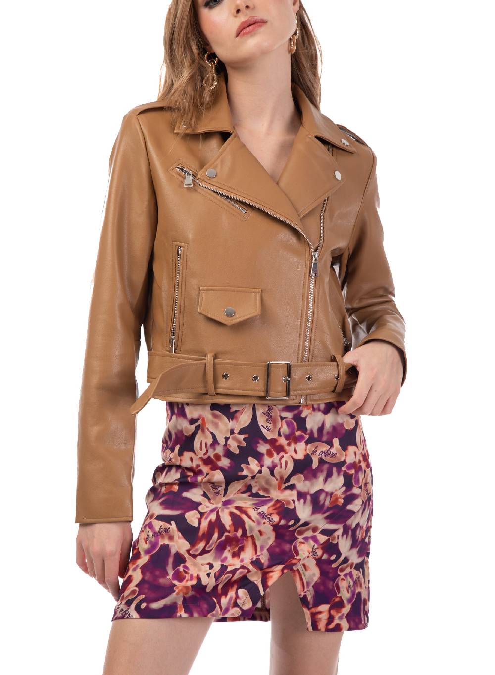Le Volière Chiodo in ecopelle beige Outlet