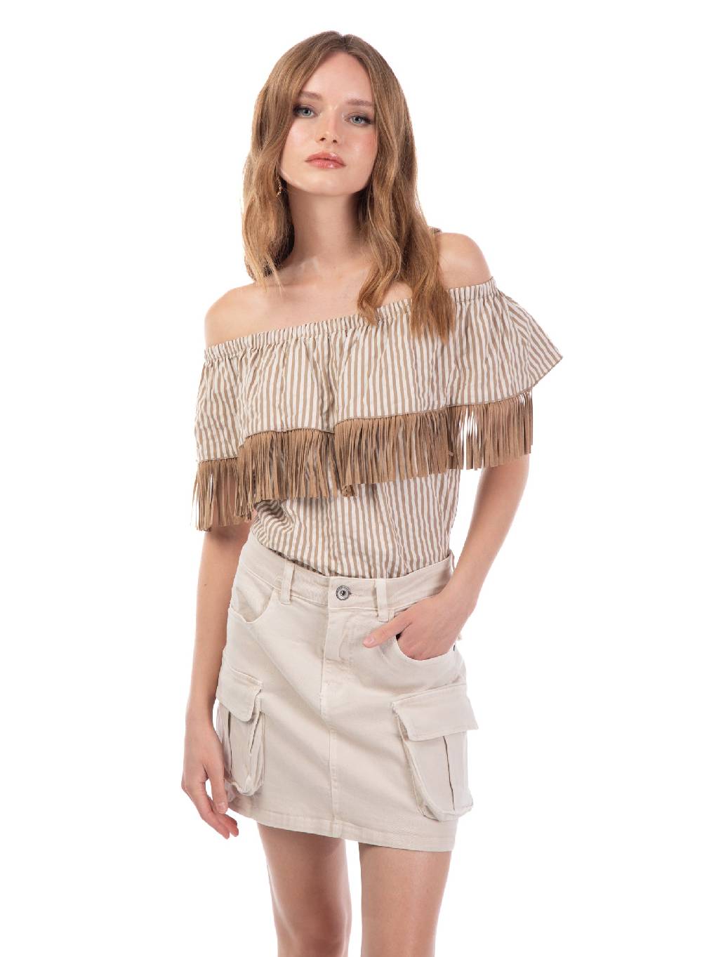 Le Volière Gonna cargo beige Nuova