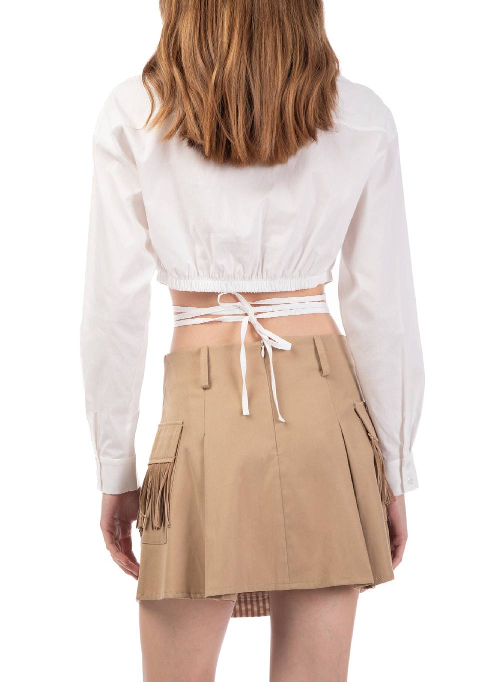 Le Volière Camicia in popeline bianca cropped Spedizione gratuita