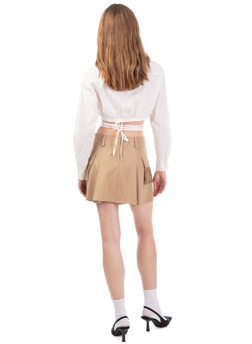 Le Volière Camicia in popeline bianca cropped Spedizione gratuita