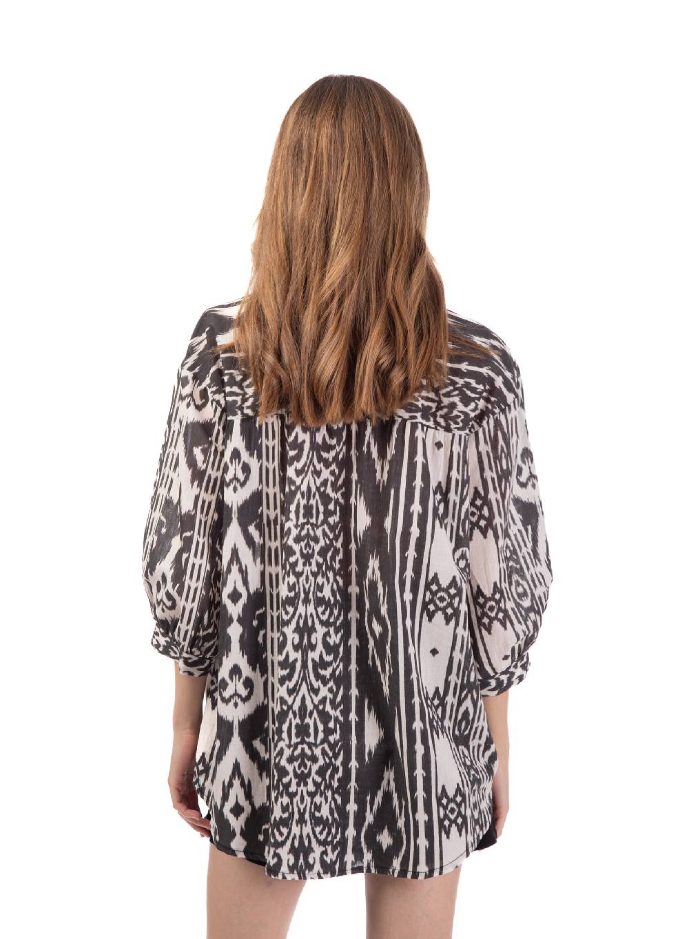 Le Volière Camicia oversize etnica con frange Shopping online