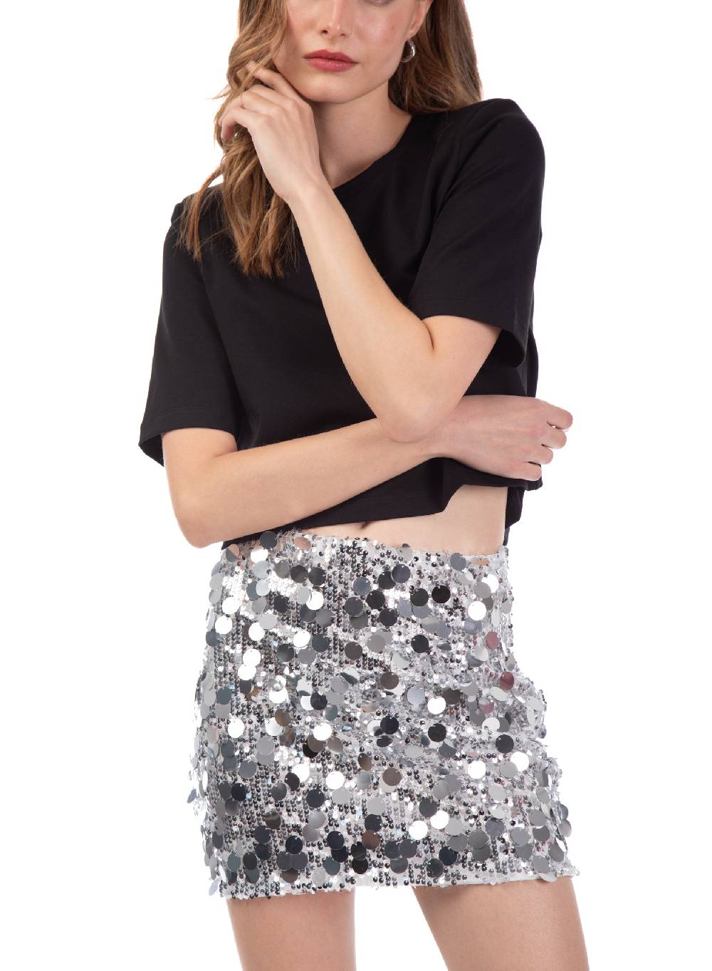 Le Volière Gonna di paillettes argento, lilla o nera Fino al 60% di sconto