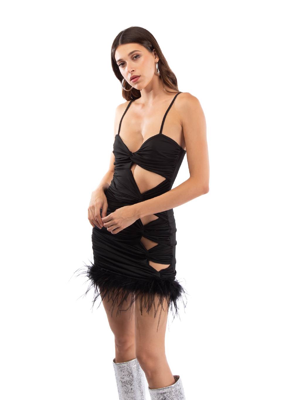 Le Volière BETHANY Vestito elasticizzato nero con fori Sostegno trimestrale