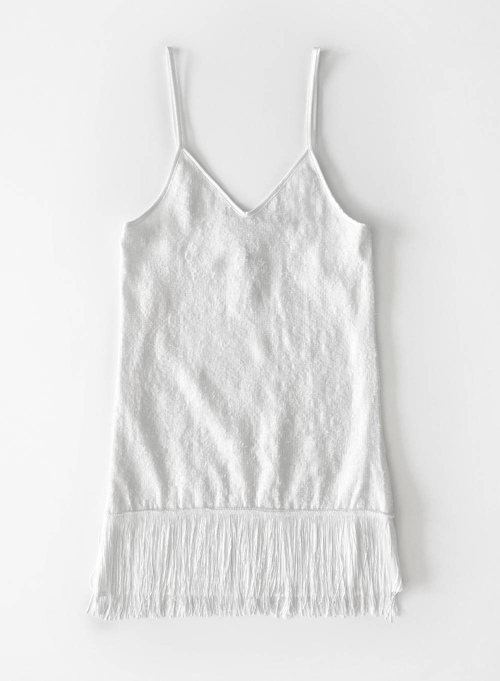 Le Volière MADISON Vestito di paillettes bianco con frange Limitato a 3 giorni