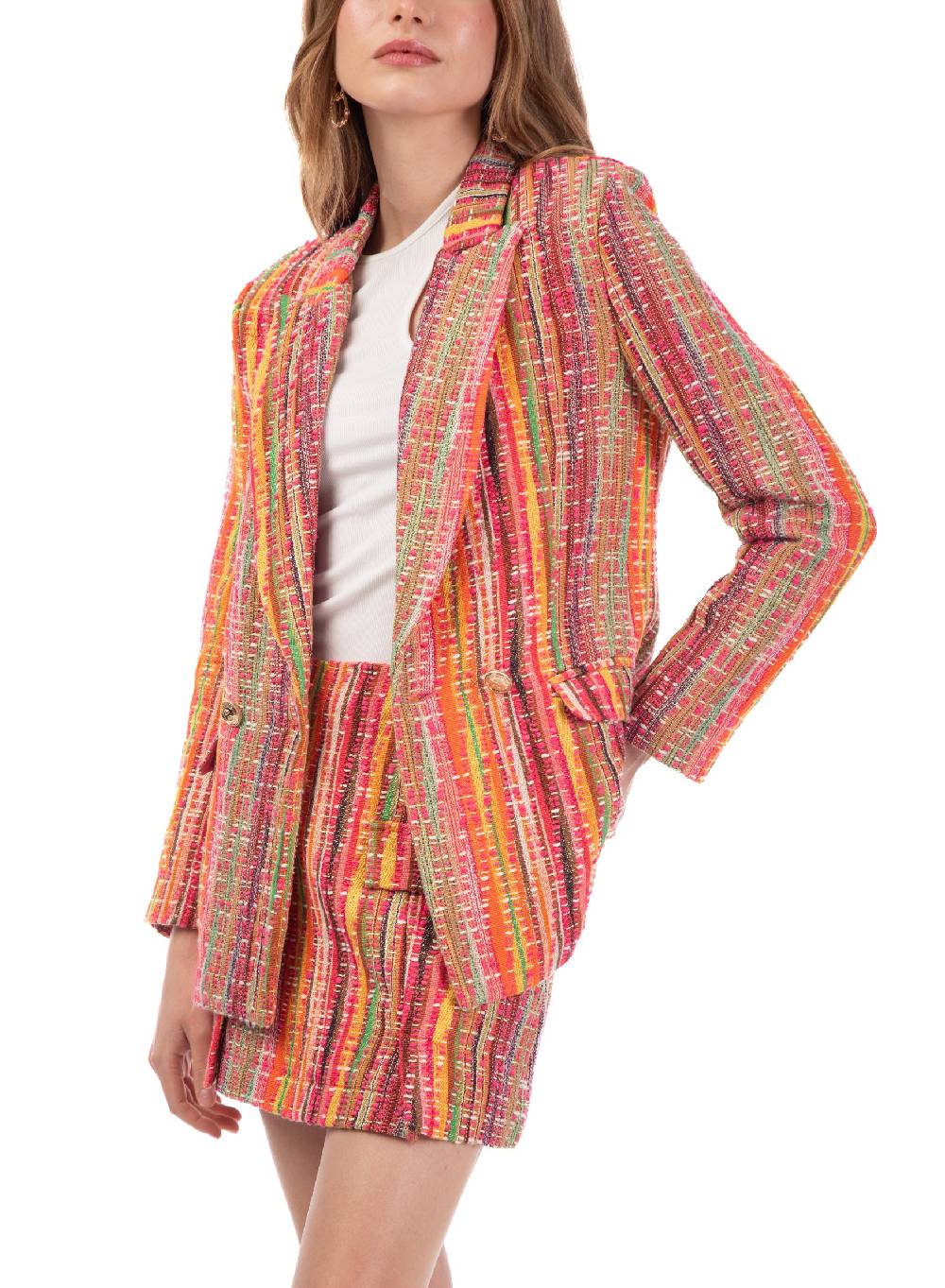 Le Volière Blazer in tweed multicolor Sconti questo mese