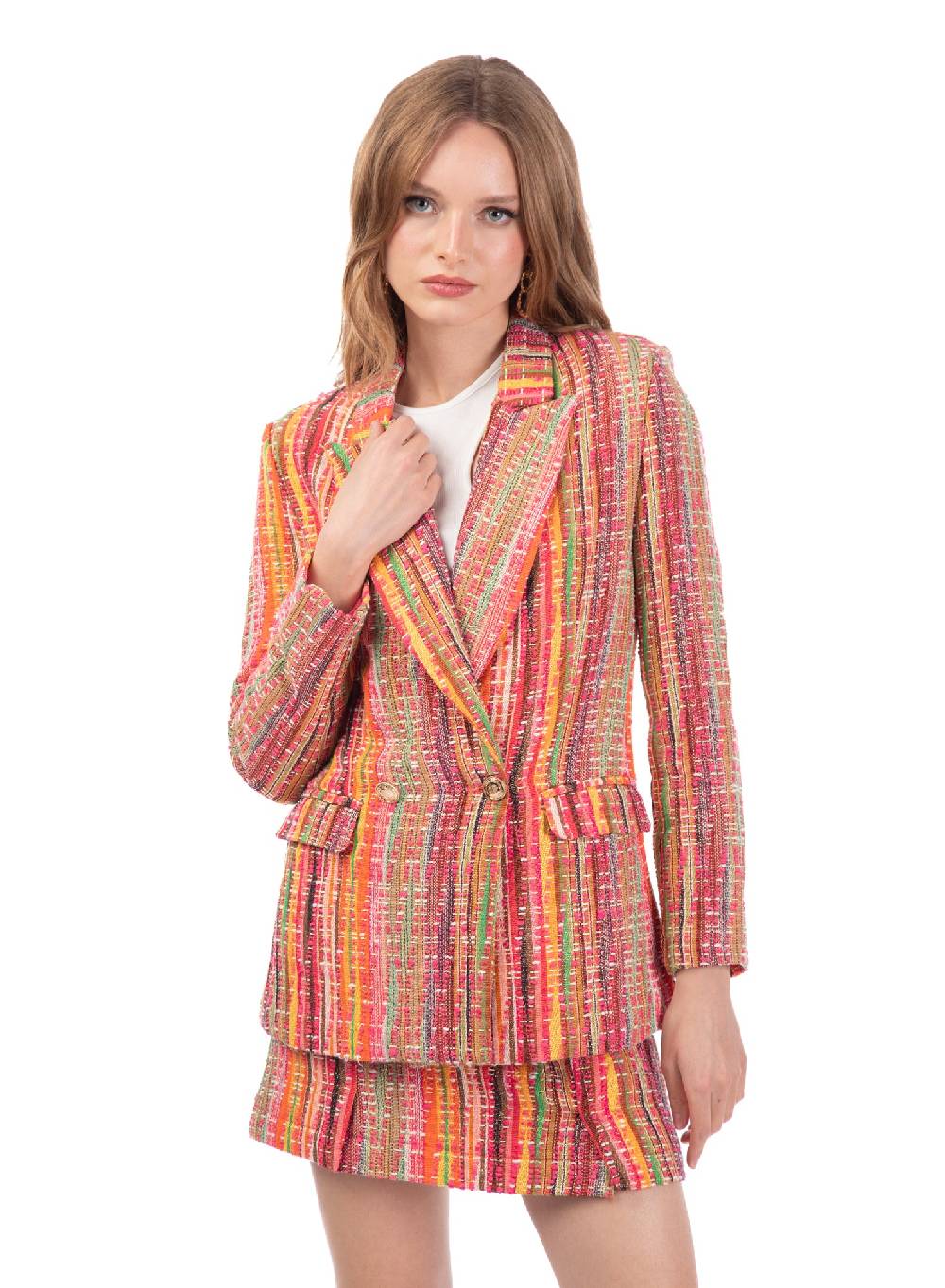 Le Volière Blazer in tweed multicolor Sconti questo mese