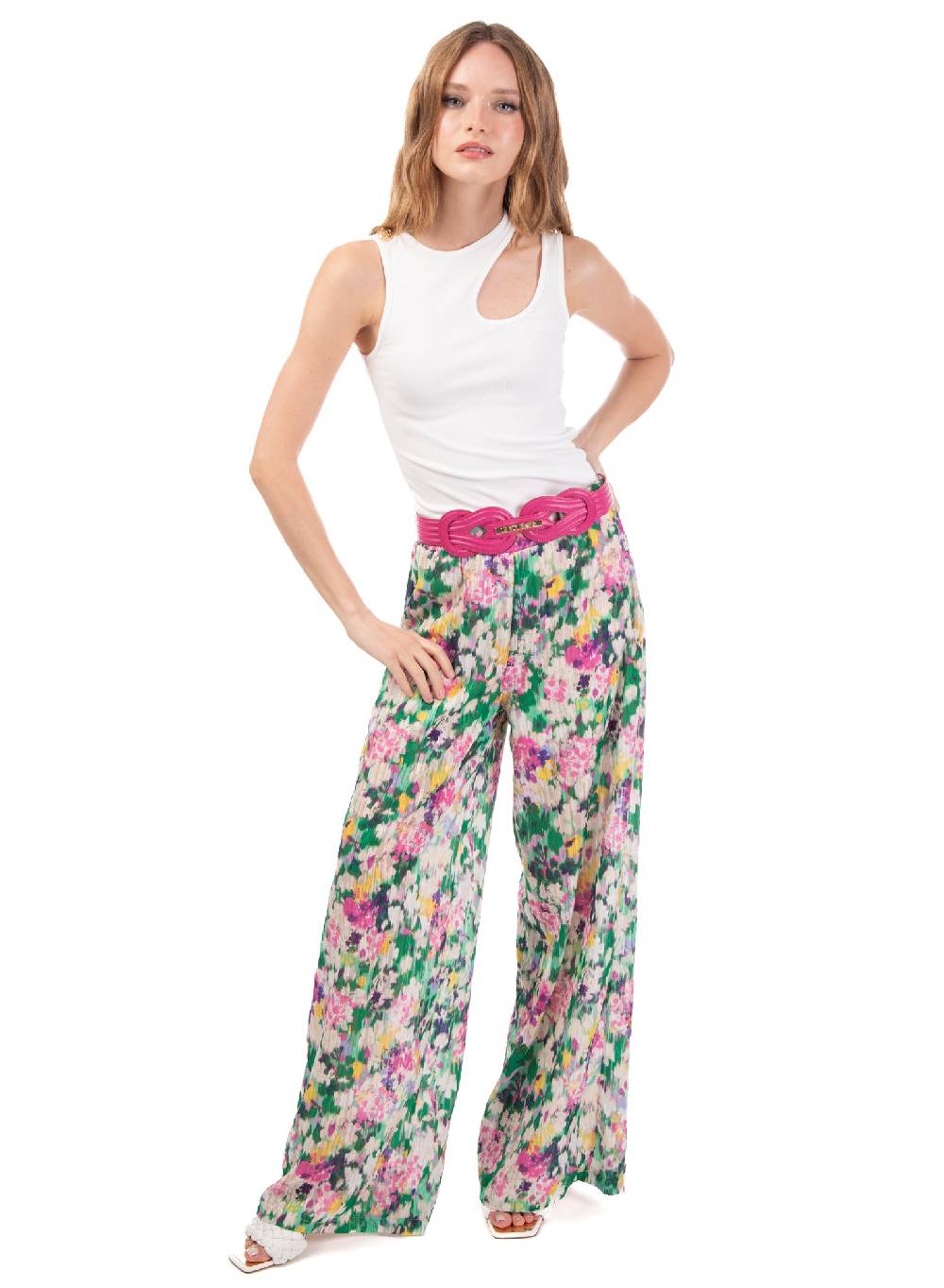 Le Volière Pantalone ampio floreale Promozione