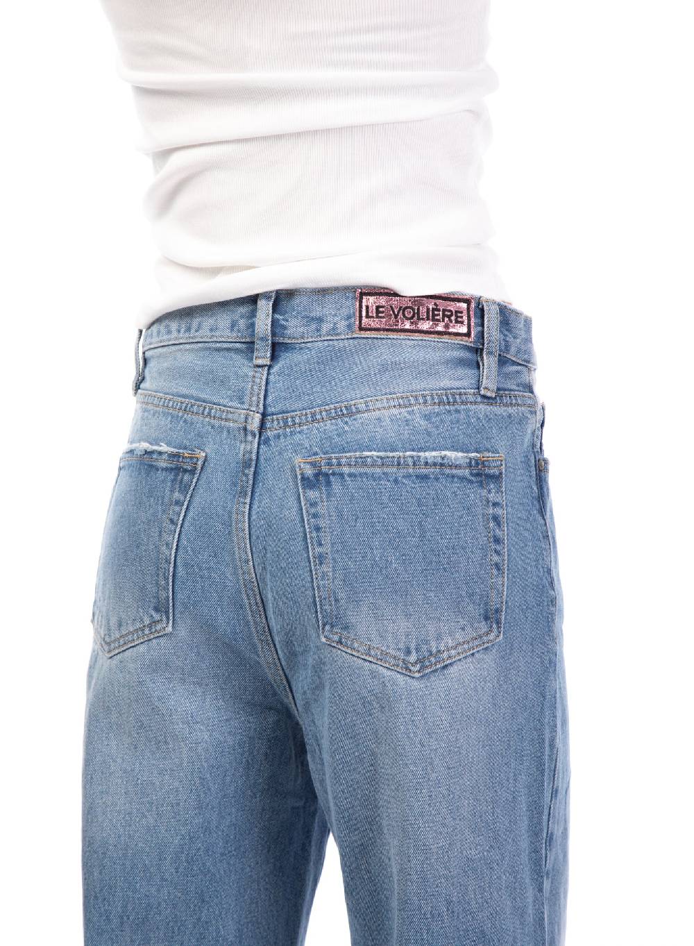 Le Volière Pantalone in denim con catene Pezzi Unici