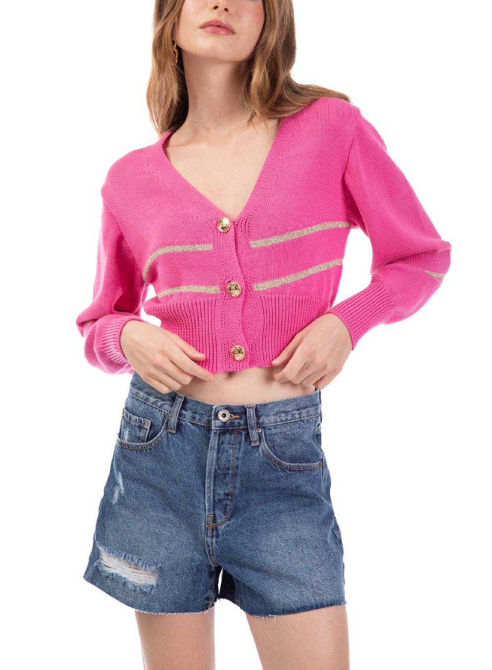 Le Volière Cardigan di cotone fucsia Consegna Veloce