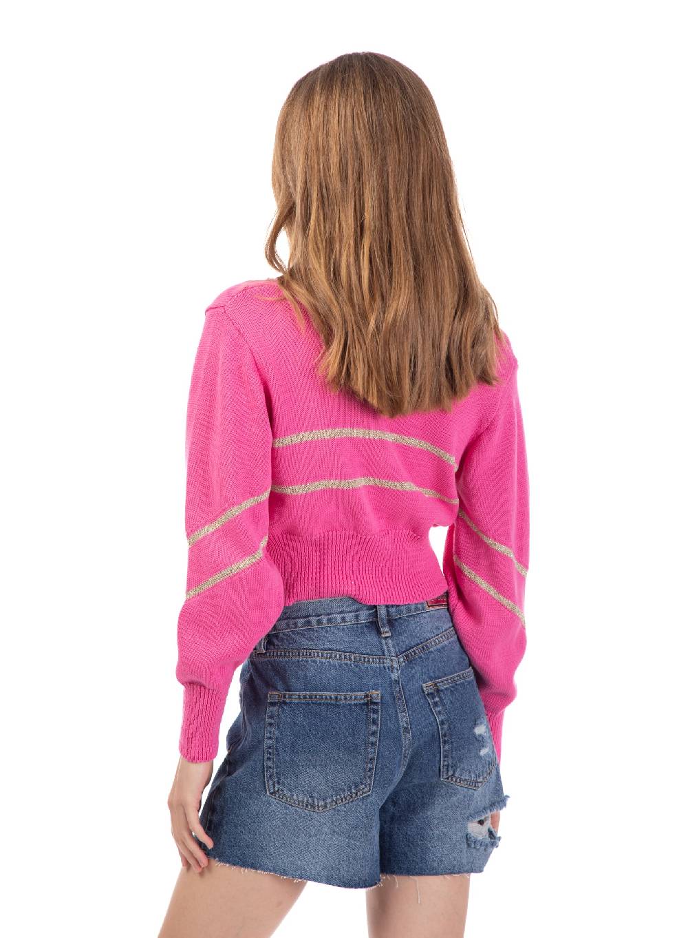 Le Volière Cardigan di cotone fucsia Consegna Veloce