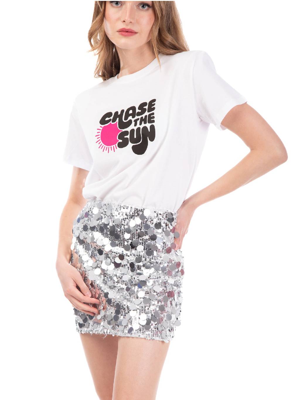 Le Volière T-shirt bianca 'Chase the sun' Shopping Online