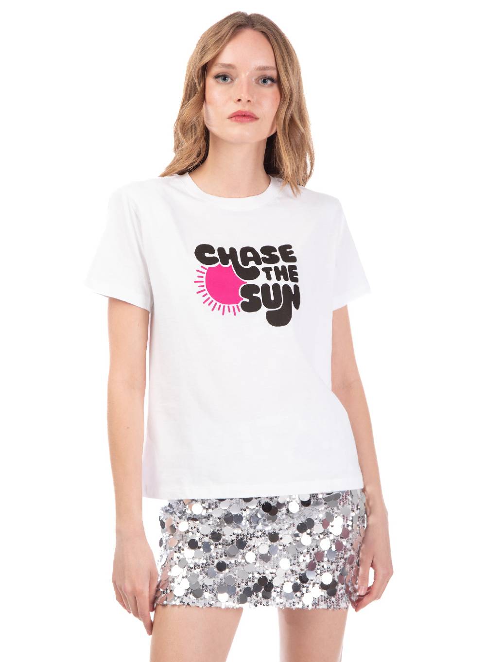 Le Volière T-shirt bianca 'Chase the sun' Shopping Online