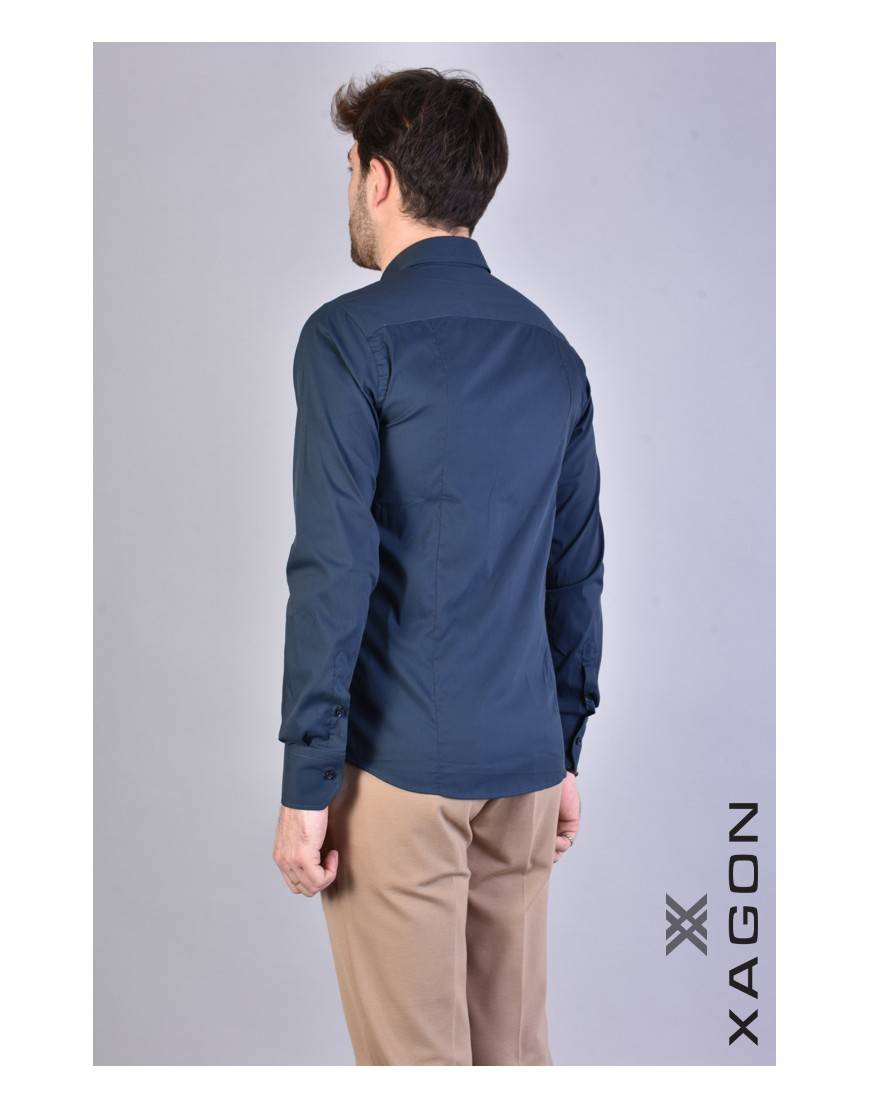 La haine inside us CAMICIA PAMATE Stretch Slim Fit Blu Promozione