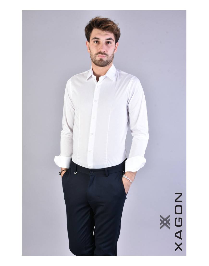 La haine inside us CAMICIA PAMATE Stretch Slim Fit Bianco Soddisfazione Garantita