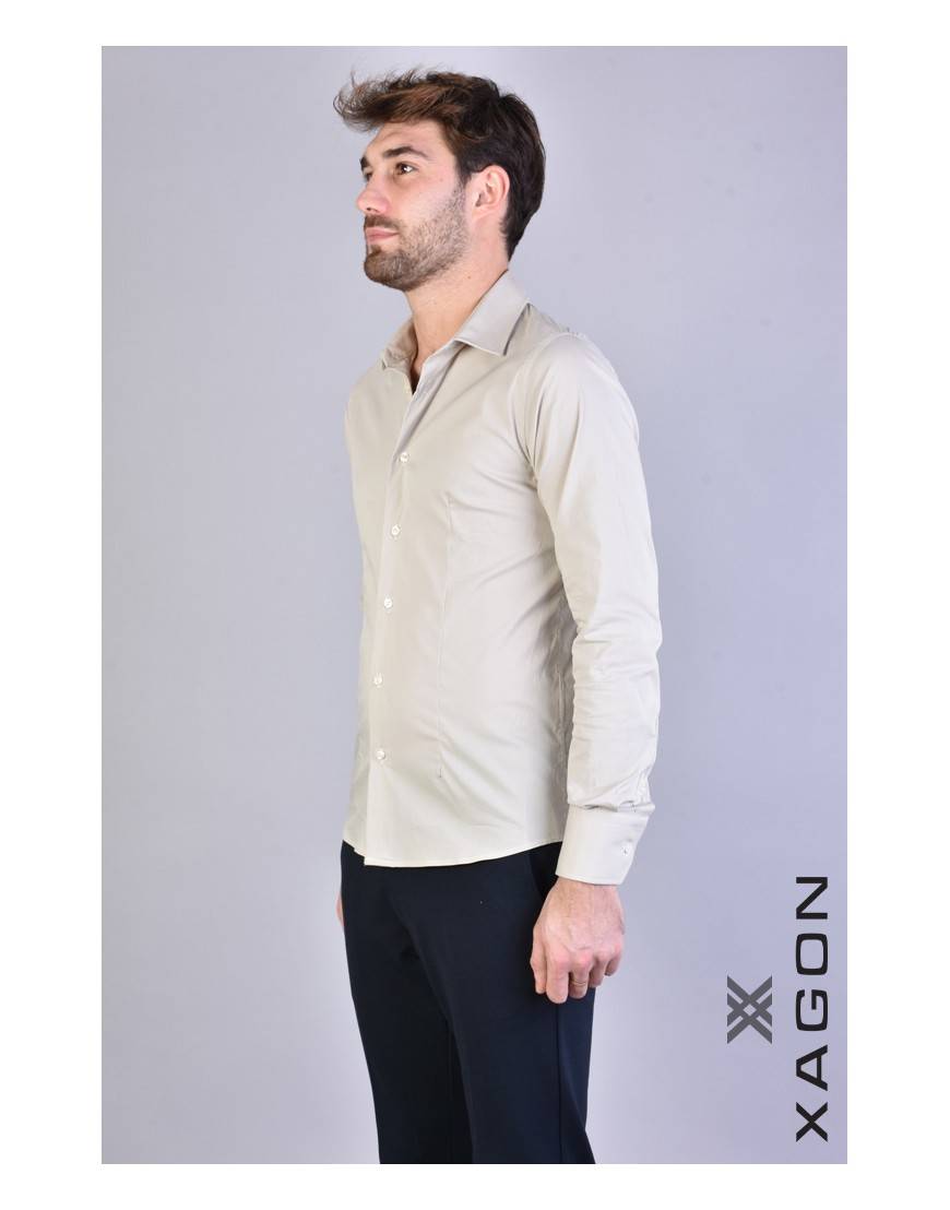 La haine inside us CAMICIA PAMATE Stretch Slim Fit Beige Qualità Garantita