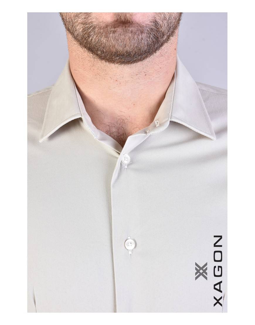 La haine inside us CAMICIA PAMATE Stretch Slim Fit Beige Qualità Garantita