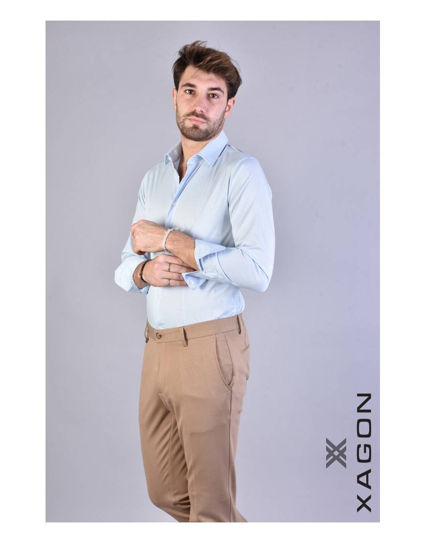 La haine inside us CAMICIA PAMATE Stretch Slim Fit Cielo I Più Venduti