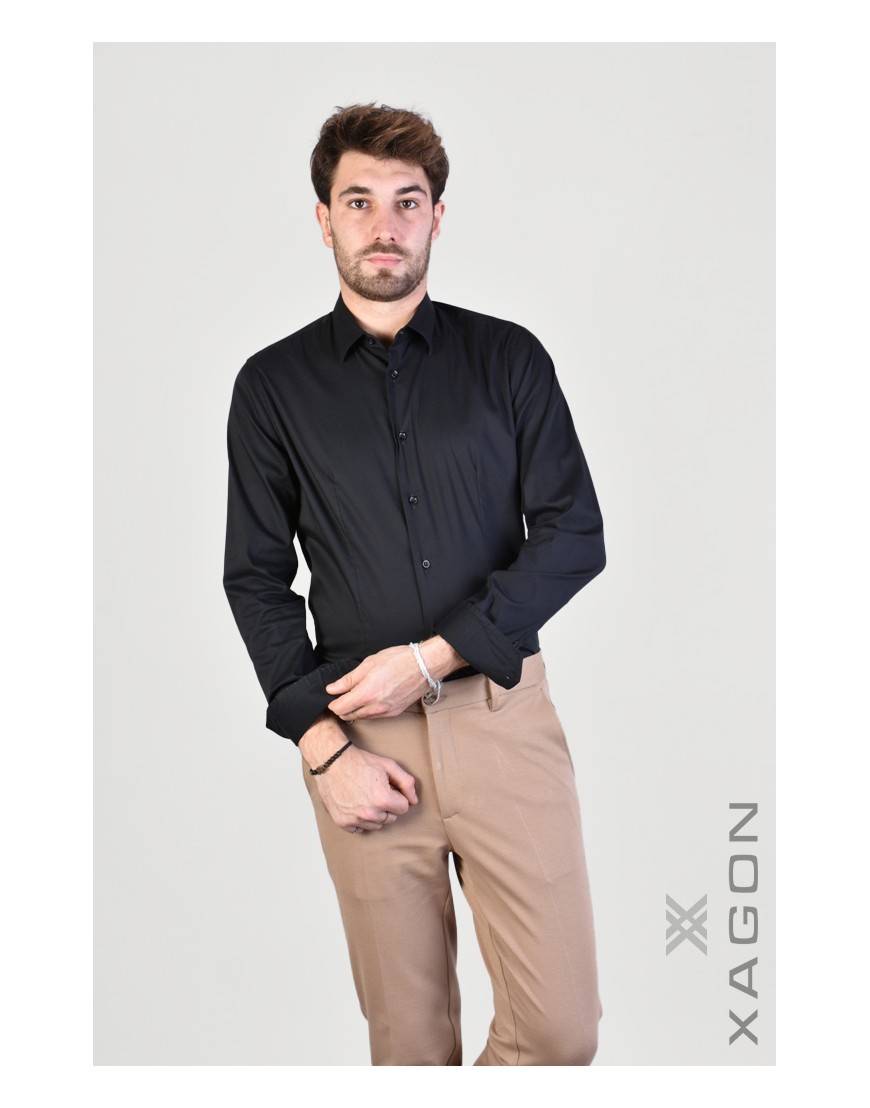 La haine inside us CAMICIA PAMATE Stretch Slim Fit Nero