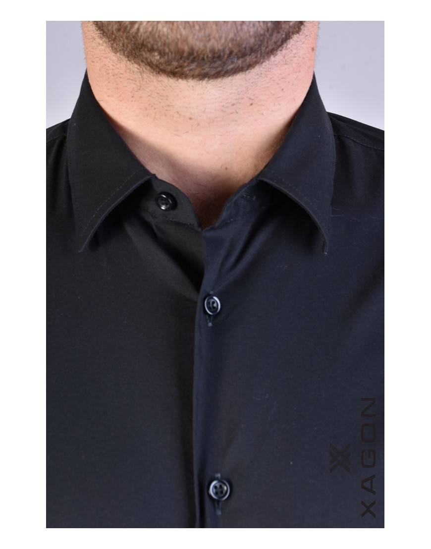 La haine inside us CAMICIA PAMATE Stretch Slim Fit Nero Consegna Veloce