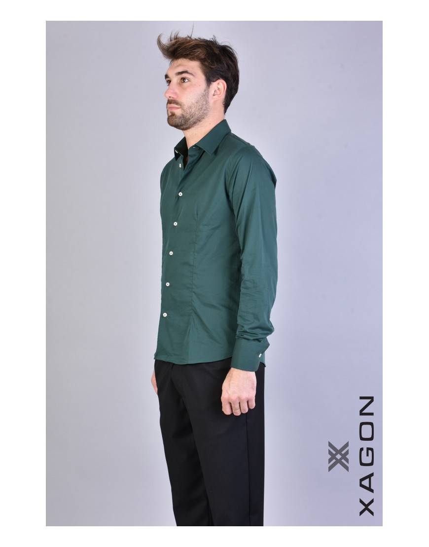 La haine inside us CAMICIA PAMATE Stretch Slim Fit Verde Promozione Limitata