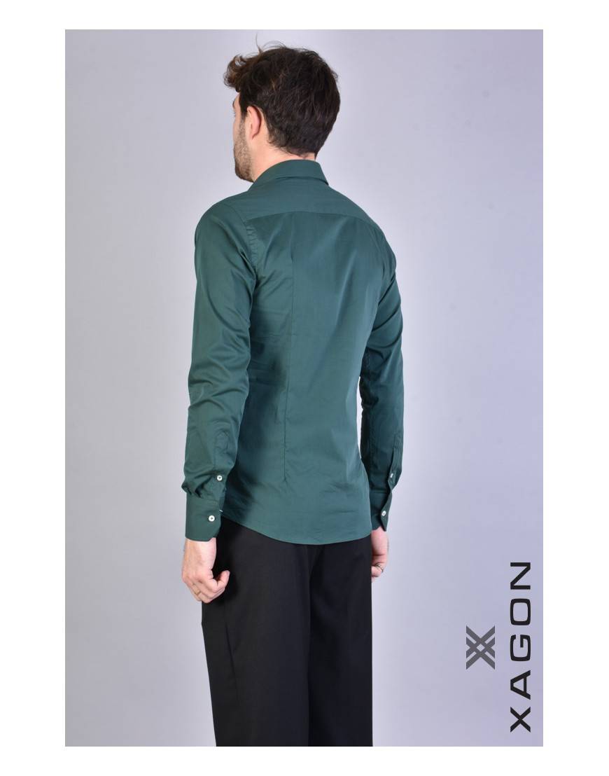 La haine inside us CAMICIA PAMATE Stretch Slim Fit Verde Promozione Limitata