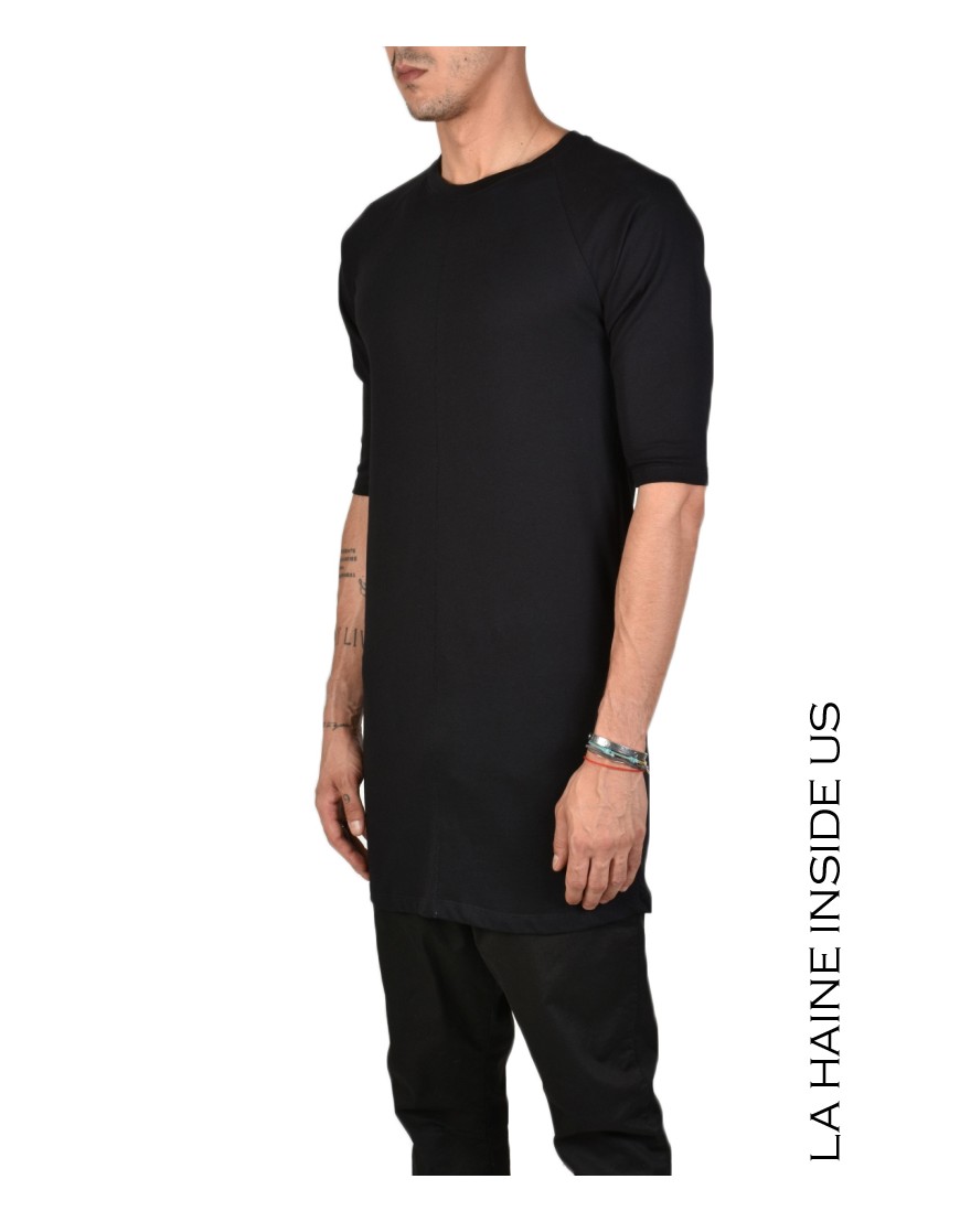 La haine inside us - PERMANENTE - 3M BASE T-SHIRT Versione Lunga Nero Sottocosto
