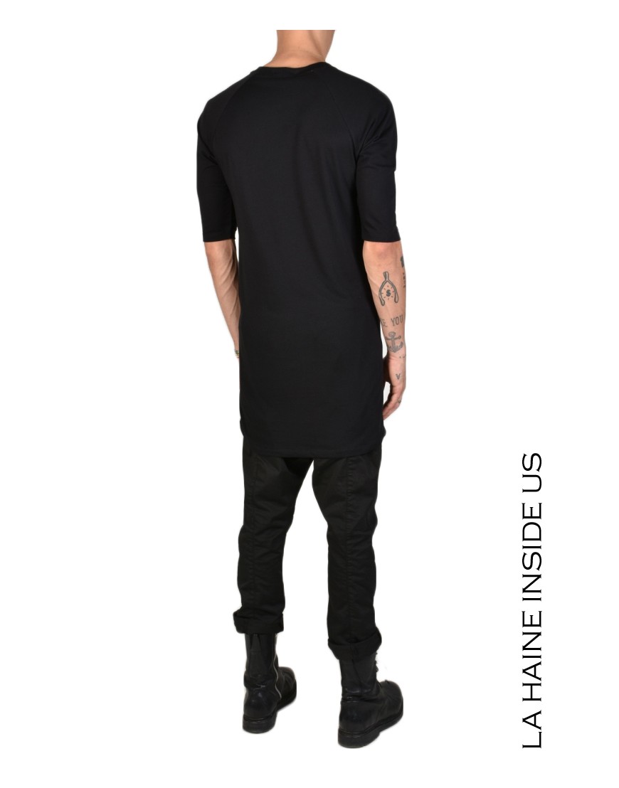 La haine inside us - PERMANENTE - 3M BASE T-SHIRT Versione Lunga Nero Sottocosto