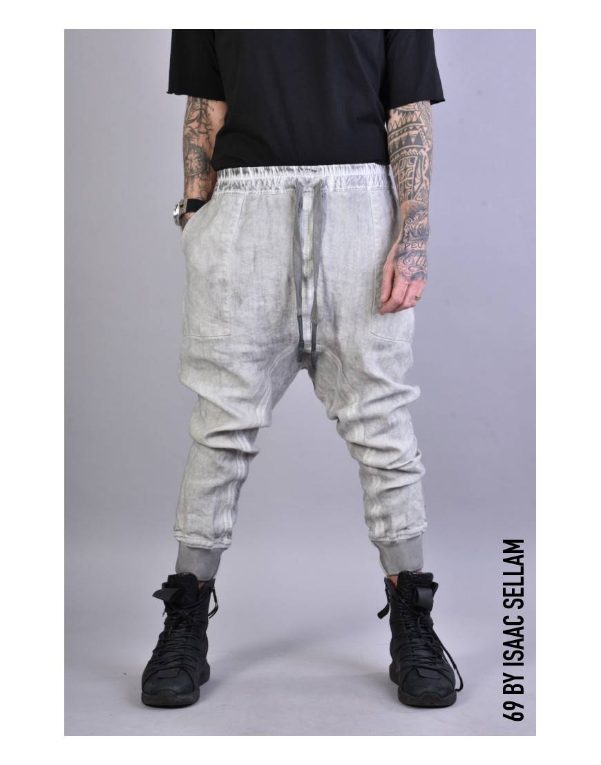 La haine inside us PANTS BANDE LINEN Grey Promozione temporanea