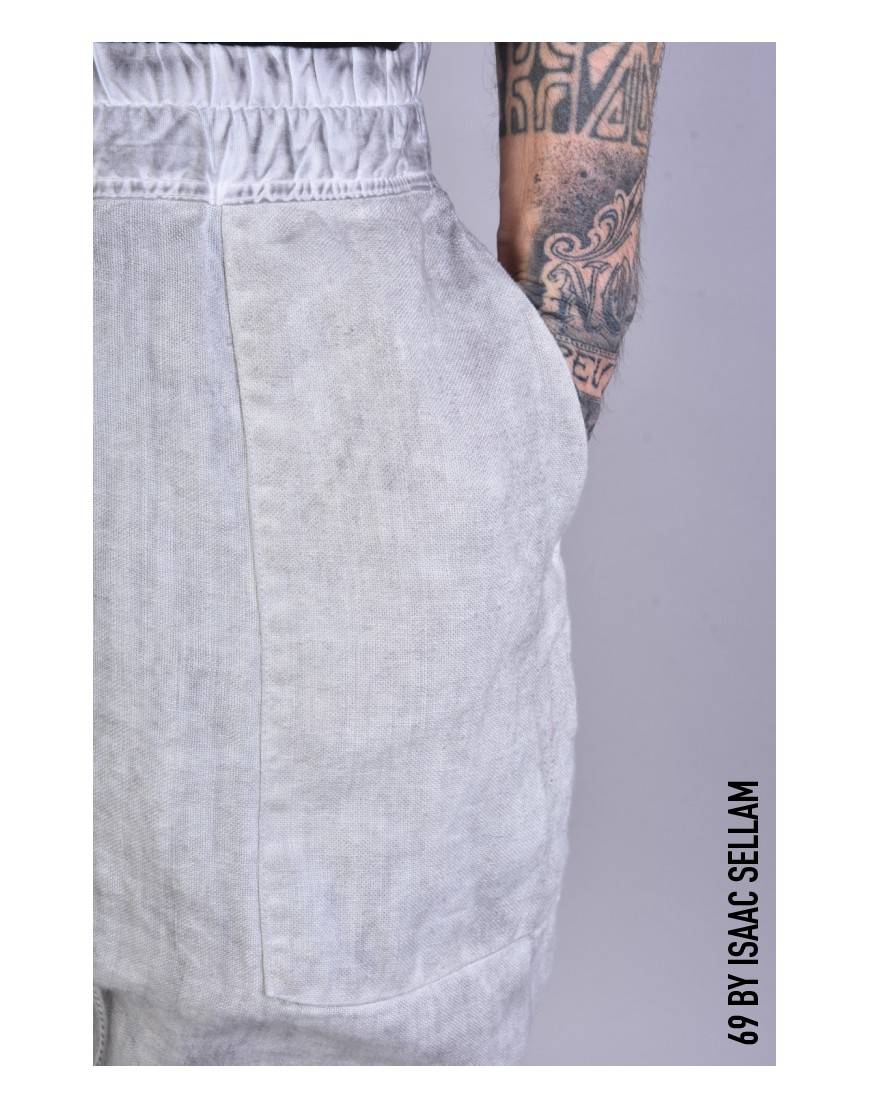 La haine inside us PANTS BANDE LINEN Grey Promozione temporanea
