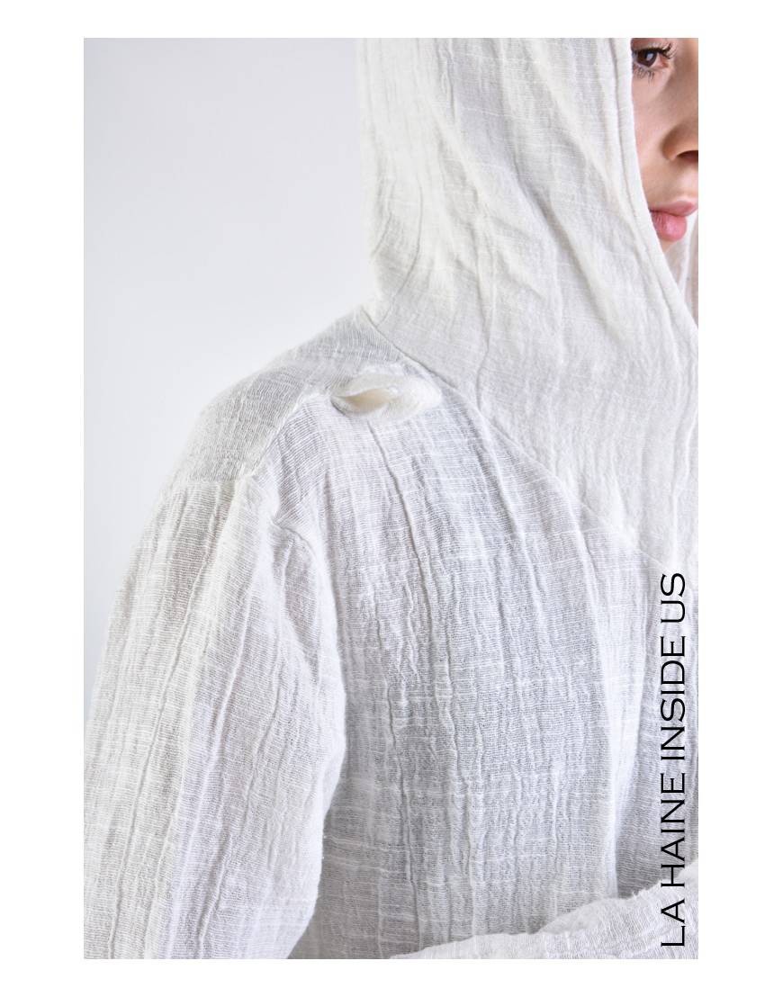 La haine inside us 3J LM164 CARDIGAN UNISEX D Bianco Prezzo Ridotto
