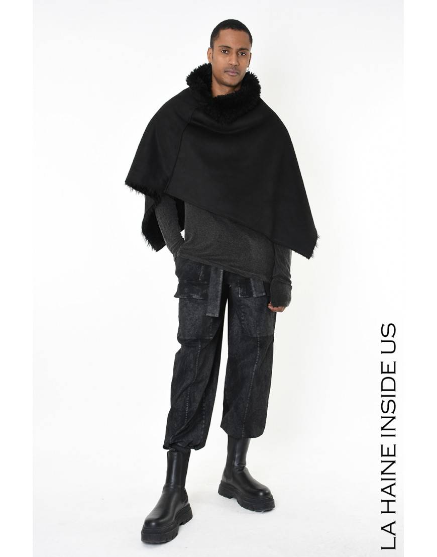 La haine inside us 4- LW862 PONCHO UNISEX U Nero Consegna Veloce