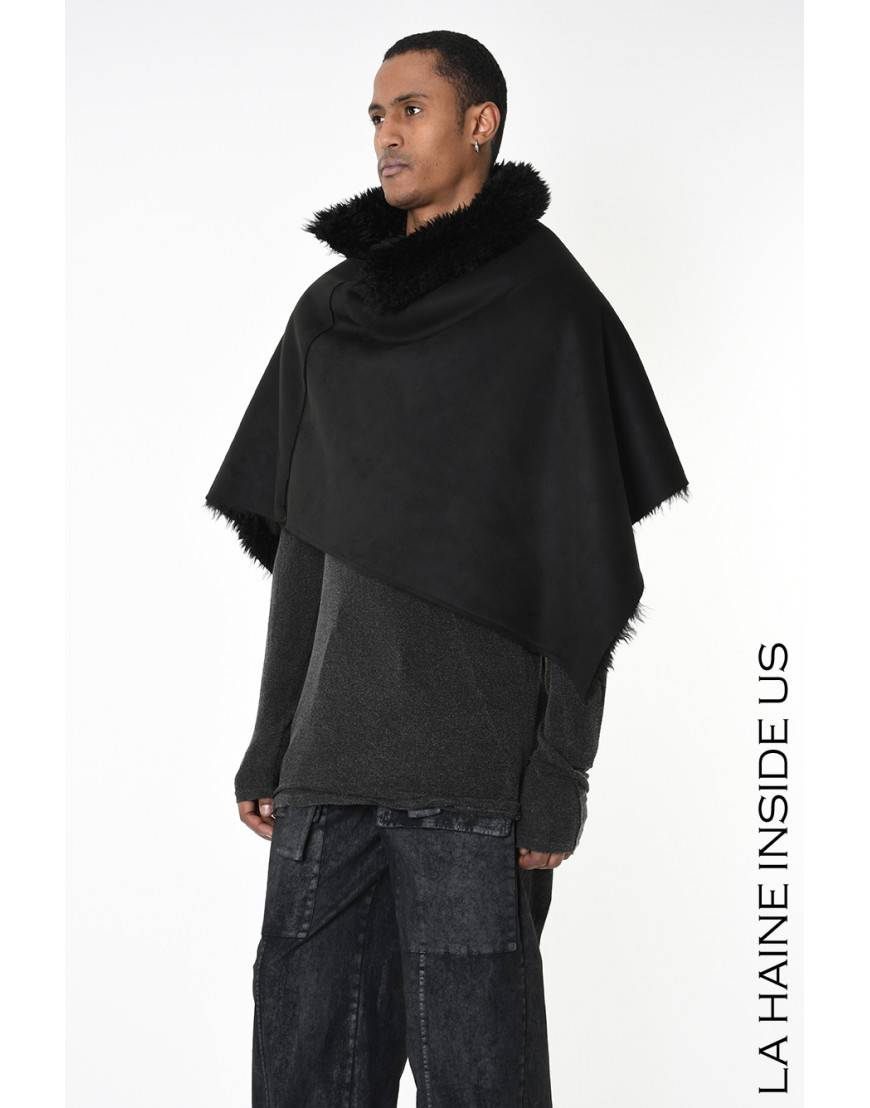 La haine inside us 4- LW862 PONCHO UNISEX U Nero Consegna Veloce
