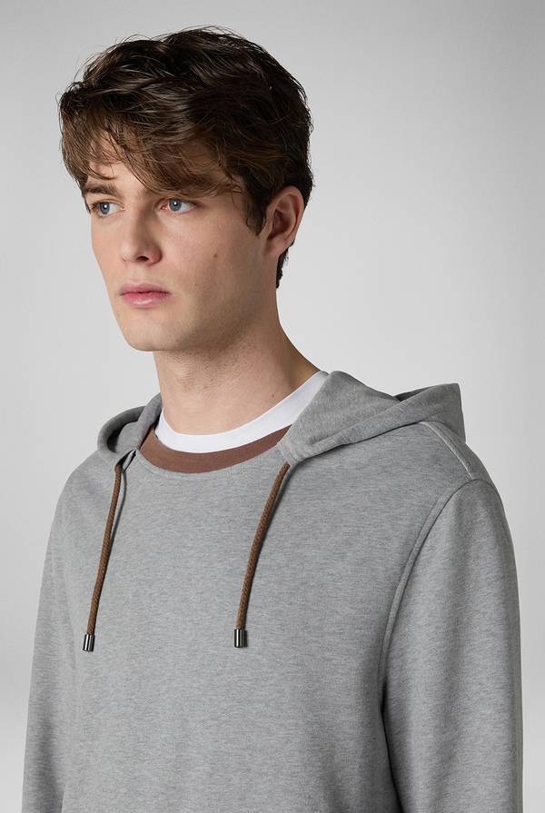Lab. Pal Zileri Felpa in cotone grigio con cappuccio e finiture marroni Hotsell