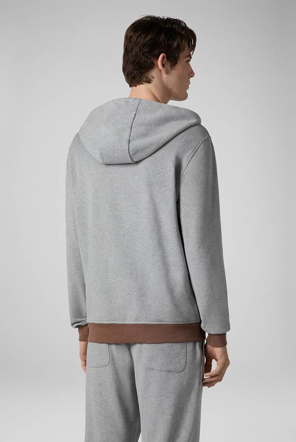 Lab. Pal Zileri Felpa in cotone grigio con cappuccio e finiture marroni Hotsell