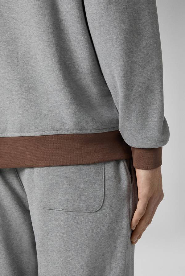 Lab. Pal Zileri Felpa in cotone grigio con cappuccio e finiture marroni Hotsell