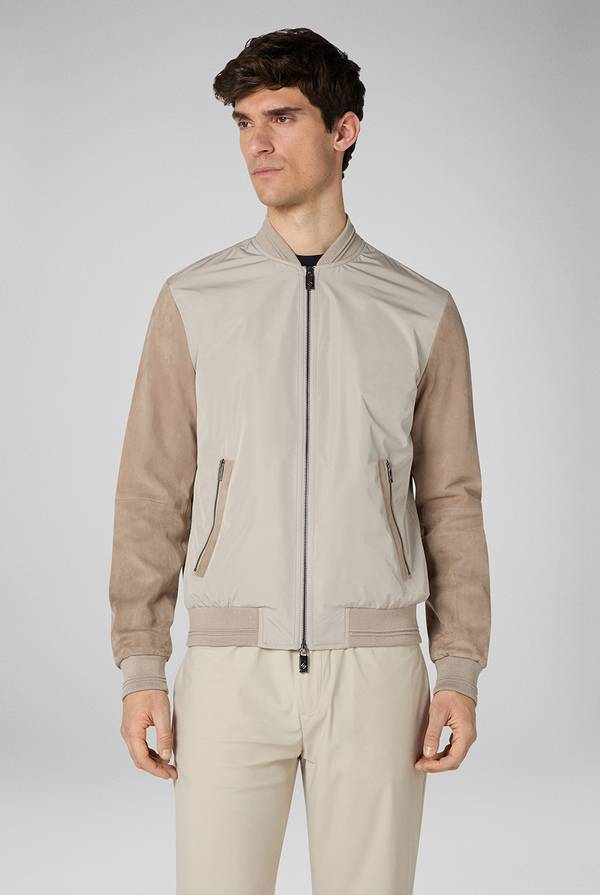 Lab. Pal Zileri Bomber beige in nylon e suede Presa