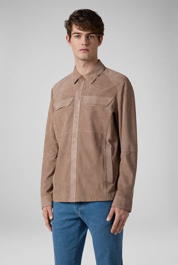 Lab. Pal Zileri Overshirt in suede e nappa micro perforata Economico
