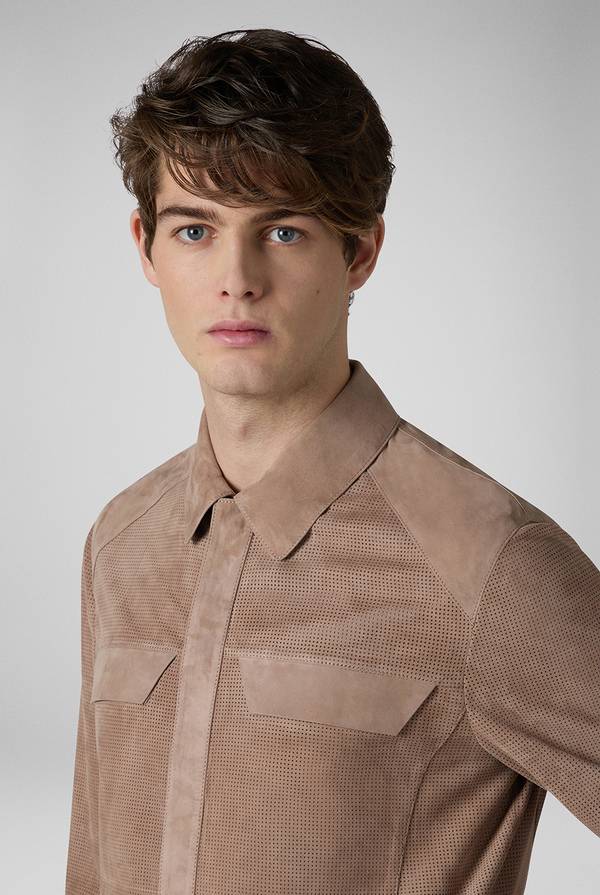 Lab. Pal Zileri Overshirt in suede e nappa micro perforata Economico