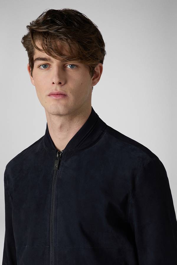 Lab. Pal Zileri Bomber in suede blu navy In Vendita