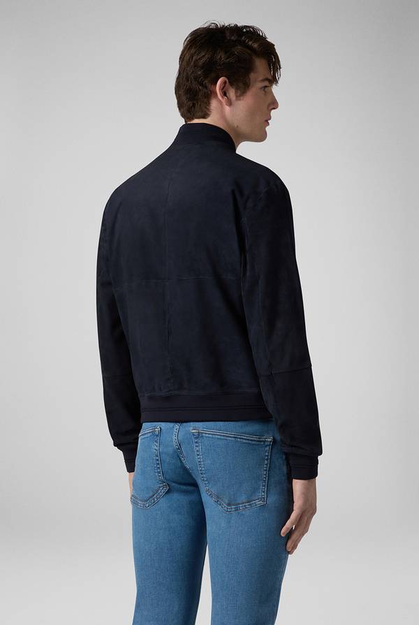 Lab. Pal Zileri Bomber in suede blu navy In Vendita
