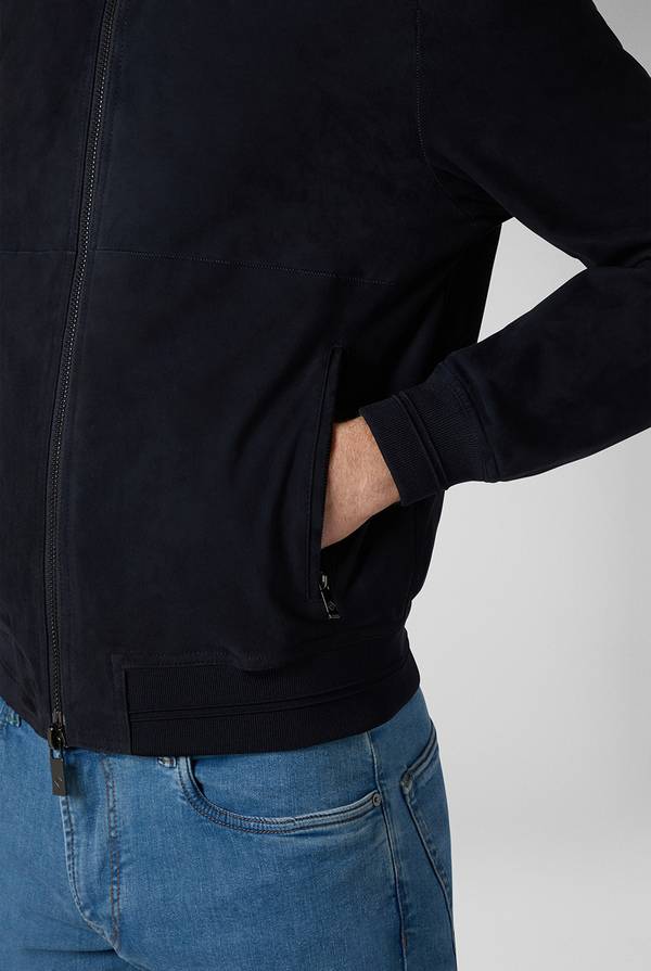 Lab. Pal Zileri Bomber in suede blu navy In Vendita