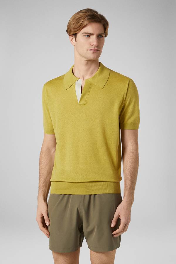 Lab. Pal Zileri Polo in maglia di lino e seta color senape Shopping Online