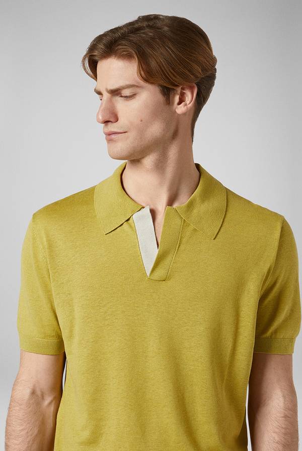 Lab. Pal Zileri Polo in maglia di lino e seta color senape Shopping Online