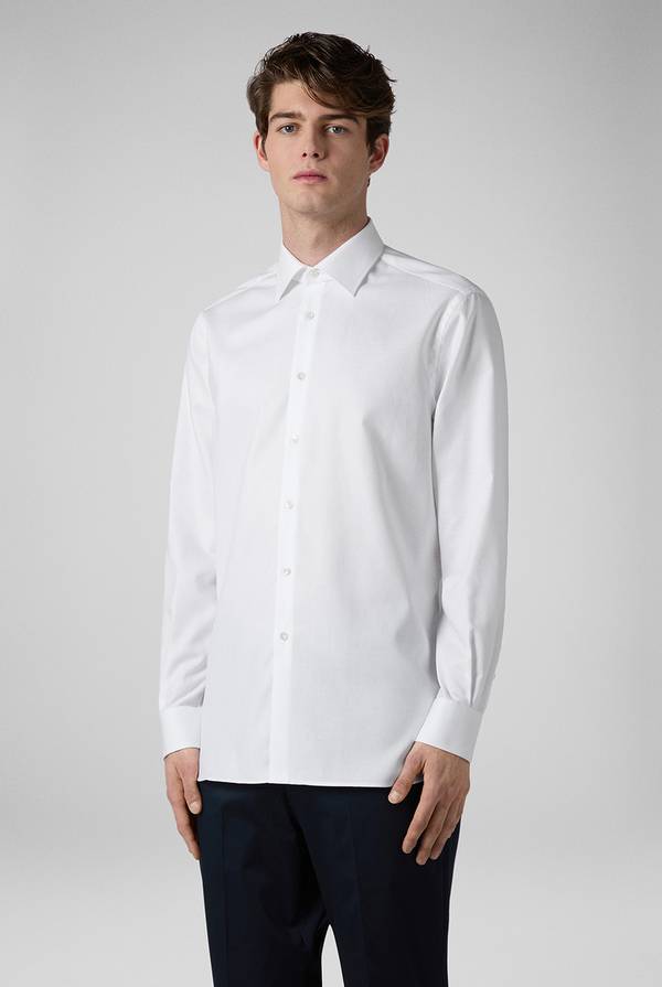 Lab. Pal Zileri Camicia bianca in cotone con micro struttura Convenienza
