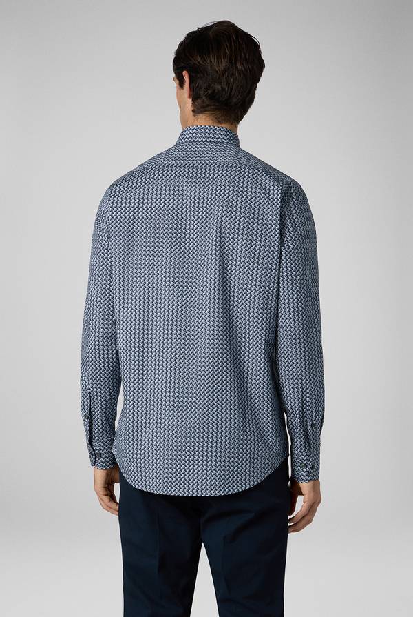 Lab. Pal Zileri Camicia in cotone stampato nei toni del blu Novità
