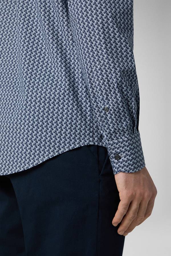 Lab. Pal Zileri Camicia in cotone stampato nei toni del blu Novità