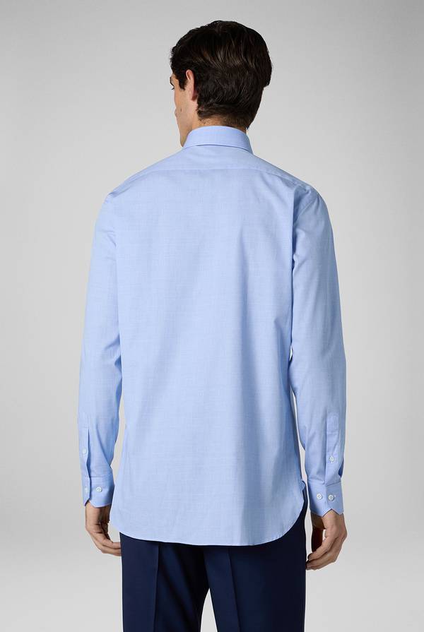 Lab. Pal Zileri Camicia Principe di Galles azzurra Presa